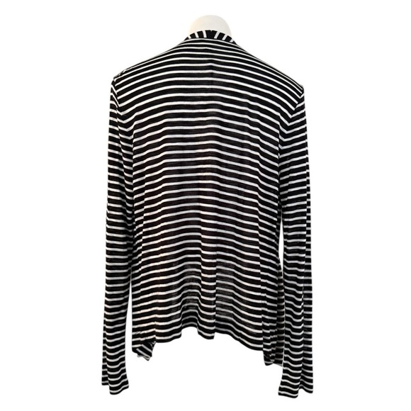 CALVIN KLEIN Striped Black & White Open Front Waterfall Cardigan Size L NEW - Picture 6 of 8